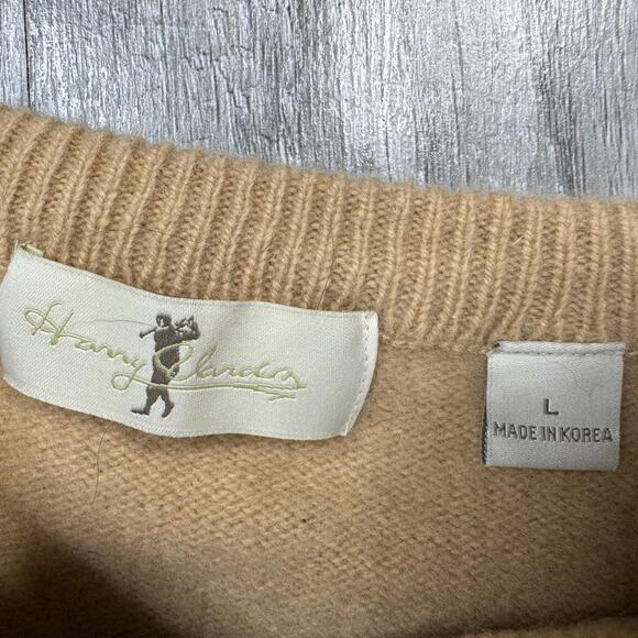 Harry Vardon 100% Wool Argyle Tan Blue Sweater Crewneck Golf Size Large - Picture 4 of 8
